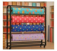 Heavy Duty Fabric Roll Storage Rack with Adjustable Hanging Rods - Mobile Organizer for Vinyl, Wallpaper, Media Spools - Commercial Grade Storage Cart with 12 Rods for Easy Access & Organiza