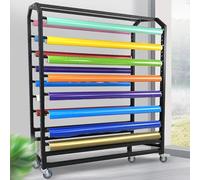 Heavy Duty Fabric Roll Storage Rack with Wheels, Adjustable Hanging Rods Organizer for Vinyl Spools, Leather, Window Film & Wallpaper - 160cm, 10 Rods