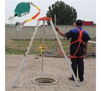 Heavy-Duty Fall Arrest Kit, 1200LBS Retractable Tripod Hoist System for Rescue Operations, Confined Space Lifting & Safety Equipment, Includes Winch & Fall Protector