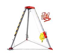 Heavy-Duty Fall Arrest Kit - 49' Retractable Winch Aluminum Tripod Rescue System for High Places, Cliffs, and Confined Spaces Safety Solutions