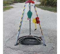 Heavy-Duty Fall Arrest Kit - Foldable Aluminum Alloy Fire Rescue Tripod with Retractable Legs for Confined Spaces & Sewage Tunnels - 1800lbs Winch Emergency Rescue Equipment