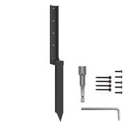 Heavy Duty Fence Post Repair Kit - Metal Fence Post Spikes Support Brackets for Fixing Tilted Wooden Posts, 31.7" Extender Stake with Drill Bit & Screws
