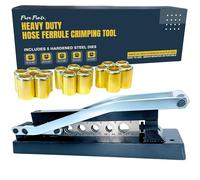 Heavy Duty Ferrule Crimping Tool - Air Hose Repair Kit for 3/8, 5/16, 1/4 inch ID Hoses, Crimper w/ 5 Hardened Steel Dies & 15 Ferrules, Torch & Compressor Hose Crimp for Fittings, Pure Ponta Crimpers