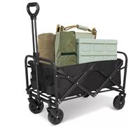 Heavy Duty Festival Trolley on Wheels Camping trolley with Adjustable Handle Folding Garden Trolley Cart Wagon Truck Wheelbarrow For Shopping,Fishing,Gardening(Black)