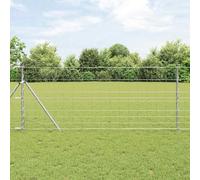 Heavy Duty Field Fence Silver 25 x 1 m Galvanised Steel Durable for Garden, Patio and Pasture Weatherproof Easy Assembly