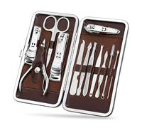 Heavy Duty Finger Toe Nail Cutter Stainless Steel 12 pcs Personal Manicure Nail Scissors Set Nail Clipper Earpick Grooming Pedicure Kits Men/Women Nail Trimmer