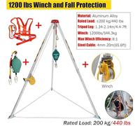 Heavy Duty Fire Rescue Tripod - Adjustable Confined Space Rescue Kit, Safety Harness & Fall Protection - Essential Lifting Equipment for Firefighting & Emergency Response