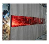 Heavy Duty Fireproof Welding Blanket with Red Viewing Window Industrial Silicone Coated Divider Panel for Workshop 3x2.5m Safety Partition for Welding
