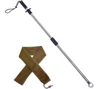 Heavy-Duty Fish Gripper - 43.3" Extra-Long Stainless Steel Grabber with Non-Slip Handle, Wrist Lanyard & Storage Bag for Secure Fish Handling in Freshwater & Saltwater (Black)