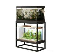 Heavy Duty Fish Tank Stand, 2-Tier Metal Aquarium for 20-29 Gallon Long Tanks, 660 LBS Capacity Double Storage for Reptile Terrariums, Turtle , Living Room, Black/White(Black,50x40x80cm/20x16x31")