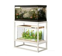 Heavy Duty Fish Tank Stand, 2-Tier Metal Aquarium for 20-29 Gallon Long Tanks, 660 LBS Capacity Double Storage for Reptile Terrariums, Turtle , Living Room, Black/White(White,90x40x80cm/35x16x31")
