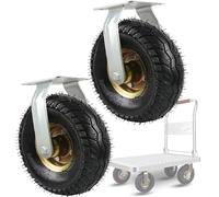 Heavy Duty Fixed Industrial Casters Silent Swivel Wheels Rubber Pneumatic Wheels 6" 8" & 10" Transport Caster Set of 2 for Trolleys & Carts