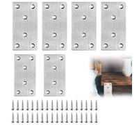 Heavy Duty Flat Brackets,Sleeper Brackets Flat Stainless Steel,Metal Bracket for Wood Fixing,Metal Joining Plates for Wood,Joining Plates,6PC