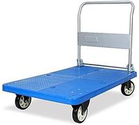 Heavy Duty Flat Moving Cart - Steel Push Dolly Platform Truck with High Load Capacity Foldable Handle for Easy Storage & Transport - Ideal for Warehouse & Home Use