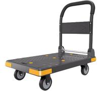 Heavy Duty Flatbed Platform Trolley Cart Foldable Steel Dolly on Swivel Wheels Portable Hand Truck for Office & Warehouse Moving Durable Push Hand Cart