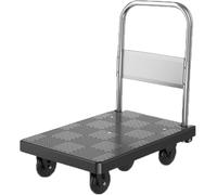 Heavy Duty Flatbed Platform Trolley Cart - Folding Steel Dolly on Wheels Portable Push Hand Truck for Easy Heavy Load Transport Ideal for Warehouse & Moving Tasks