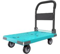 Heavy Duty Flatbed Platform Trolley Cart Folding Steel Dolly on Wheels Push Hand Truck with Swivel Wheels for Easy Moving Durable Foldable Dolly for Warehouse & Home Use