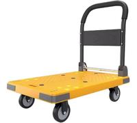 Heavy Duty Flatbed Trolley Cart - Foldable Steel Dolly on Swivel Wheels Versatile Push Hand Truck for Moving Office & Warehouse Use Durable Folding Platform Dolly
