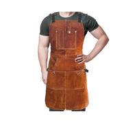 Heavy-Duty Fleece Workshop Apron with 6 Tool Pockets, Heat-Resistant & Adjustable X-Back - Welding, Woodworking & Metalworking, Men's M-XXL