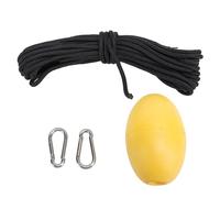 Heavy Duty Float Rope with PVC Buoyancy Ball, Kayak Tow Line and Drift Sock Harness, Yellow Floating Marker Buoy for Kayak Dinghy Inflatable Boat Accessories (Black Rope)