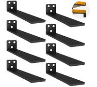 Heavy Duty Floating Shelf Brackets 10 inch, 8 PCS Wall Mounted L Shaped Support, Rustic Metal Shelf Brackets for Floating Shelves | Holds 150+lb (Black)