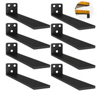 Heavy Duty Floating Shelf Brackets 12 inch, 8 PCS Wall Mounted L Shaped Support, Rustic Metal Shelf Brackets for Floating Shelves | Holds 150+lb (Black)