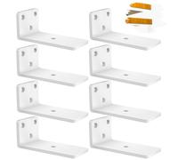 Heavy Duty Floating Shelf Brackets 5 inch, 8 PCS Wall Mounted L Shaped Support, Rustic Metal Shelf Brackets for Floating Shelves | Holds 150+lb (White)