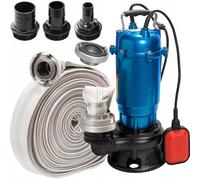 Heavy Duty Flood Sewage Water Pond Drain Septic Sump Cesspool Grinding Pump with Blue Layflat Hose 10 20 30 50m (Pump with 20m Fire Hose)