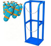 Heavy-Duty Floor Mount Oxygen Tank Rack, Steel Gas Cylinder Holder Stand with Safety Chain & Screws, Secure Storage Bracket(31x30x100cm)