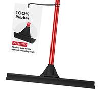 Heavy Duty Floor Scrubber Squeegee- 18.25” Solid Natural Rubber Blade- 58” 4 Piece Handle- Dries Flat & Curved Surfaces- Best for Washing & Drying Shower Glass/ Bathroom/ Kitchen/ Windshield/ Window