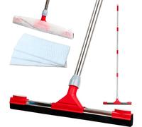 Heavy Duty Floor Squeegee for Concrete Floor - 17.3” EVA Foam Blade with Cloth Clip Design, 62” Extendable Handle, Multi-Surface Floor Squeegee Broom for Windows, Bathroom, Garage, Tile, Patio &Shower