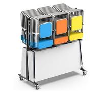 Heavy-Duty Foldable Cart for Chairs - Storage Rack for 84 Chairs or 24 Tables, 2-Tier Design with Dust Cover and 360° Locking Wheels for Outdoor Use