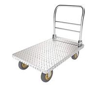 Heavy-Duty Foldable Flatbed Trolley - Steel Dolly Cart with Wheels and Push Handle for Effortless Moving - Perfect for Warehouses, Basements, and Heavy Lifting