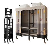 Heavy-Duty Foldable Garment Rack with Cover and Wheels, Enclosed Freestanding Clothes Organizer for Hanging Clothes Storage