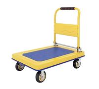 Heavy Duty Foldable Platform Truck Cart - Steel Flatbed Dolly for Easy Moving & Storage Heavy Load Capacity Durable Push Hand Truck Ideal for Warehousing & Freight (Yellow 90)