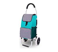 Heavy Duty Foldable Shopping Trolley Cart with Rubber Tri-Wheel for Easy Stair Climbing Large Capacity Grocery Bag Portable Utility Cart (Blue)