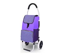Heavy Duty Foldable Shopping Trolley Cart with Rubber Tri-Wheels Large Capacity Grocery Bag for Easy Stair Climbing Portable Utility Carts (rple)