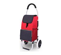 Heavy Duty Foldable Shopping Trolley Cart with Tri-Wheel Design for Easy Stair Climbing - Large Capacity Grocery Bag Utility Cart (Red)