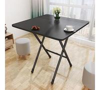 Heavy Duty Foldable Square Kitchen Table - Solid Dining Table with Metal Legs Space Saving Coffee Table & Small Study Writing Desk for Home Office - Black