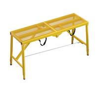 Heavy Duty Folding Aluminum Step Ladder with Adjustable Work Platform Multi Purpose Scaffolding for Drywall Painting Portable Workbench for Home Engineering 440 LBS Capacity (Yellow L180cm*W40cm