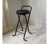 Heavy Duty Folding Bar Stool Collapsible Counter Height Stool PU Leather Padded Bar Chair for Kitchen Island & Home Stylish Black Design (75cm)
