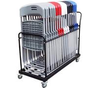 Heavy Duty Folding Chair Storage Rack Cart with Wheels, Commercial Stackable Chair Dolly, Portable Steel Frame Trolley for Event Seating and Warehouse Organization