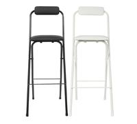 Heavy-Duty Folding Chairs - Round Bar Stools with Wide Seat for Kitchen Island Restaurant Cafe -Plastic 60cm Black - Space-Saving Design