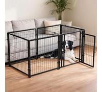 Heavy-Duty Folding Dog Crate, Large Dog Puppy Pet Cage with Escape-Proof Top Cover & Gravity Automatic Lock, Large Dog Cage with Reinforced Frame for Small Medium Large Dogs - 124×61×61cm