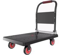 Heavy-Duty Folding Flatbed Cart - Sturdy Steel Platform with Quiet Wheels Push-Pull Design Portable Moving Dolly for Easy Transport of Heavy Loads