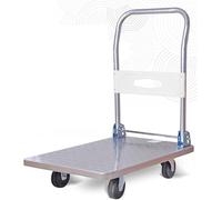 Heavy Duty Folding Flatbed Hand Truck Cart Steel Platform with Swivel Wheels & Handle for Luggage, Potted Plants, Moving Goods