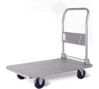 Heavy Duty Folding Flatbed Hand Truck Cart Steel Platform with Swivel Wheels & Handle for Luggage, Potted Plants, Moving Goods