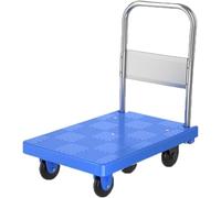 Heavy Duty Folding Flatbed Platform Trolley Cart - Steel Dolly on Wheels for Moving & Transporting Heavy Items Warehouse Push Hand Truck Durable & Portable.