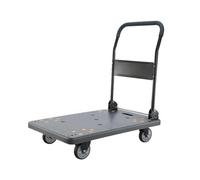 Heavy-Duty Folding Flatbed Trolley Cart - Ultra-Quiet Steel Dolly on Wheels for Easy Transport - Ideal Portable Moving Solution for Warehouse Garage & Home - Grey