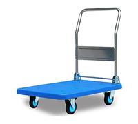 Heavy Duty Folding Flatbed Trolley Cart with Metal Handle & Plastic Deck Portable Dolly on Wheels Ideal for Luggage Warehouse and Outdoor Use